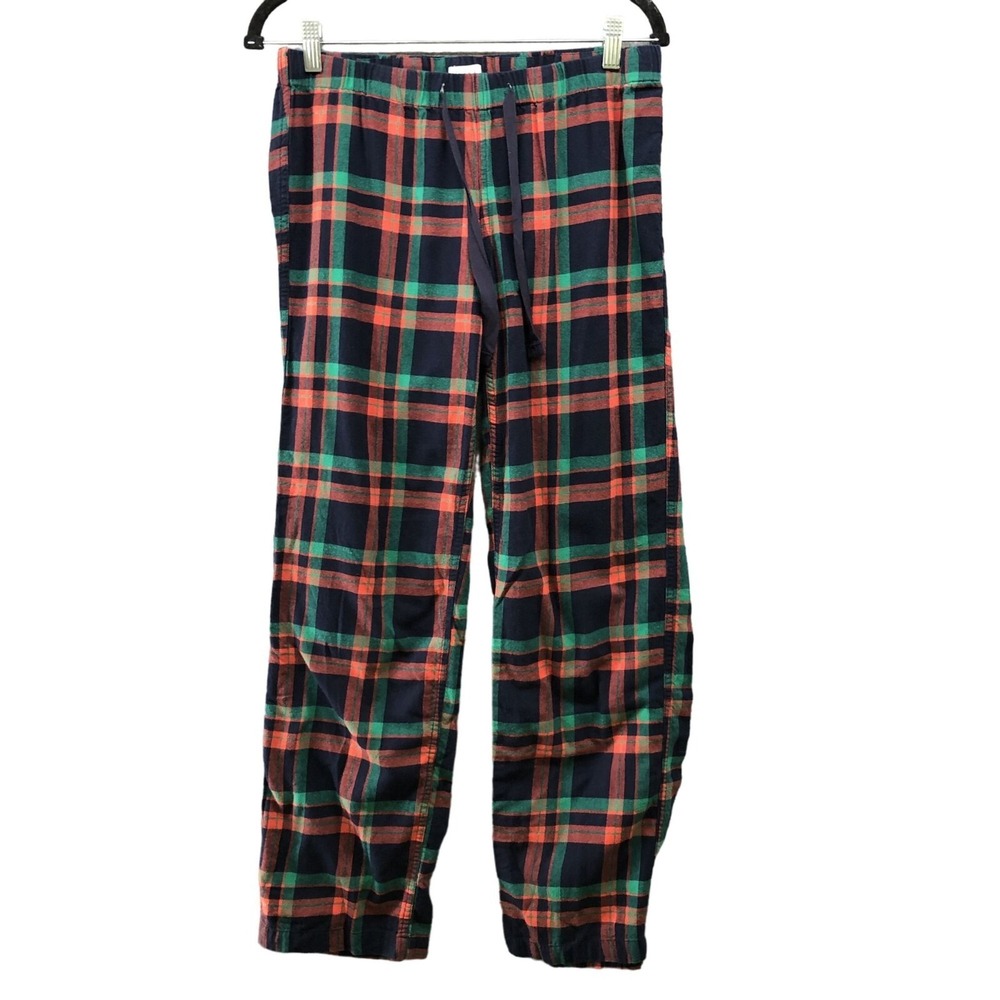 J. Crew Flannel Pajama Pants Womens XS Green Blue Plaid Holiday Yarn Dyed